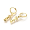 Brass Clear Cubic Zirconia Hoop Earrings EJEW-M045-01L-2