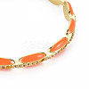 Brass Micro Pave Cubic Zirconia Link Chain Bracelet for Women BJEW-T020-05G-03-2