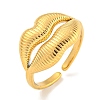 Ion Plating(IP) 304 Stainless Steel Lip Open Cuff Ring for Women X-RJEW-A043-20G-1