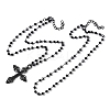 Halloween Alloy & Acrylic Round Beads Link Chain Cross Pendant Double Layer Necklaces for Women LS-NJEW-K294-02EB-3