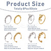 Spritewelry 8Pcs 8 Style Brass Rotating Beaded Cuff Rings RJEW-SW0001-01-11