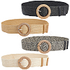 4Pcs 4 Colors Straw Woven Chain Belts with PP Plastic Ring Buckles AJEW-CY0001-80-6