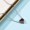 304 Stainless Steel Dark Red Cubic Zirconia Heart Pendant Necklaces for Women NJEW-Z064-04P-2