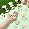 6 Styles DIY Unfinished Wood Flowers Cutout WOOD-CJ0002-30-4