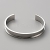 304 Stainless Steel Grooved Cuff Bangles BJEW-WH0019-07P-1