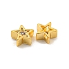 Brass Micro Pave Clear Cubic Zirconia Beads KK-B096-22G-2