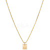 1Pc Stainless Steel Letter Rectangle Pendant Necklaces NJEW-LP0001-34G-G-1