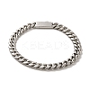 Non-Tarnish 304 Stainless Steel Cuban Link Chain Bracelets for Women Men BJEW-Q341-14A-P-1