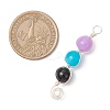 5Pcs 5 Styles Dyed Natural Malaysia Jade & Amethyst & Black Onyx(Dyed & Heated) & Rose Quartz & Labradorite Round Beaded Pendants PALLOY-JF04051-02-2