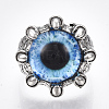 Adjustable Alloy Glass Finger Rings RJEW-T006-03B-2