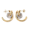 Two Tone C-Shaped with Ring 304 Stainless Steel Stud Earrings LS-EJEW-B156-12GP-4