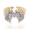 Brass Micro Pave Clear Cubic Zirconia Cuff Open Rings KK-T079-60G-2