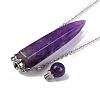 Natural Amethyst Bullet Shaped Perfume Bottle Pendant Necklaces G-B089-02P-08-4