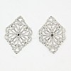 Rhombus Shaped Brass Filigree Findings KK-M005-01-2