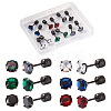 12Pcs 6 Colors Cubic Zirconia Diamond Stud Earrings EJEW-TA0001-09-1
