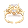Heart Cubic Zirconia Crystal Wide Band Ring for Girl Women ZIRC-C025-09G-2