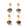 Ion Plating(IP) 2 Pairs 2 Colors Real 14K Gold Plated 304 Stainless Steel Rhinestone Stud Earrings EJEW-P258-08G-1
