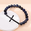 Round Natural Sodalite Bead Stretch Bracelets BJEW-F493-08EB-02-4
