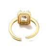 Clear Cubic Zirconia Rectangle Open Cuff Ring RJEW-G251-11G-2