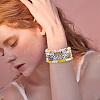 10Pcs 10 Style Encourage Word Polymer Clay Heishi Surfer Stretch Bracelets Set with Heart BJEW-SW00041-5