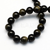 Natural Golden Sheen Obsidian Round Beads Strands G-S157-10mm-2