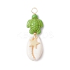 12Pcs 12 Styles Natural Cowrie Shell & Dyed Synthetic Turquoise Turtle Copper Wire Wrapped Pendants PALLOY-JF04035-4