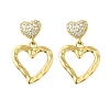 Hollow Heart Brass Micro Pave Clear Cubic Zirconia Dangle Stud Earrings EJEW-Z099-02G-02-4