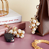 Flower Brass & ABS Plastic Imitation Pearl Pendant Decoration HJEW-PH02010-4
