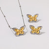 304 Stainless Steel Stud Earrings & Pendant Necklaces Sets WG2CA3C-02-1