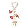 Valentine's Day Bowknot Heart Rose Alloy Enamel Pendant Decorations HJEW-JM04468-1