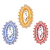 3Pcs Glass Seed Beaded Oval with Cross Pendants PALLOY-MZ01000-1