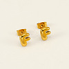 Chunk Letter 304 Stainless Steel Stud Earrings for Women LS-EJEW-G386-01F-G-1