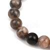 Natural Black Moonstone Round Beads Stretch Bracelets for Men Women BJEW-JB12396-3