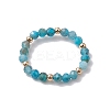 Natural Lapis Lazuli/Apatite with Glass Braided Beaded Finger Rings RJEW-JR00670-4