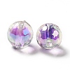 Two Tone UV Plating Rainbow Iridescent Acrylic Beads LS-TACR-D010-03B-07-3