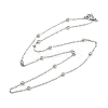 304 Stainless Steel 3MM Round Bead Cable Chain Necklaces for Women NJEW-G177-03B-P-4