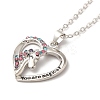 Colorful Rhinestone Heart with Unicorn Pandant Necklace with Cable Chains NJEW-K246-01P-2