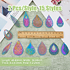 30Pcs 15 Style Ion Plating(IP) 201 & 304 Stainless Steel Filigree Pendants STAS-DC0015-58-2