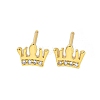 Rack Plating Crown Brass Micro Pave Clear Cubic Zirconia Stud Earrings EJEW-B061-03G-1