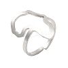 Non-Tarnish Hollow Africa Map 304 Stainless Steel Open Cuff Rings for Women RJEW-N048-03P-1