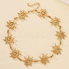Alloy Crystal Rhinestone Sun Link Chain Necklaces for Women LS-NJEW-P345-01G-1