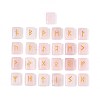 25Pcs Rectangle Natural Rose Quartz Rune Stones with Elder Futhark Alphabet Engraved G-T142-37-2