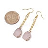 Nuggets Natural Rose Quartz Dangle Earrings EJEW-JE05683-02-3