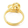 Heart with Letter Rack Plating Brass Micro Pave Cubic Zirconia Adjustable Rings for Women RJEW-I105-06G-C-3