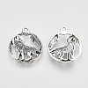 Tibetan Style Alloy Howling Wolf Pendants TIBEP-T009-07AS-RS-2