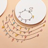 Synthetic Crackle Quartz Chips & 304 Stainless Steel Charm Bracelet for Women BJEW-JB09331-2