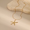 304 Stainless Steel Starfish Pendant Necklaces for Women NJEW-C107-01G-1
