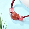 Cat Head Resin Brainded Bead Bracelets BJEW-L701-02A-3
