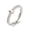 Rack Plating Brass Clear Cubic Zirconia Number 1 Adjustable Rings for Women RJEW-S407-09P-01-1