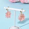 Flower Brass Resin Dangle Stud Earrings EJEW-TA00778-02-1